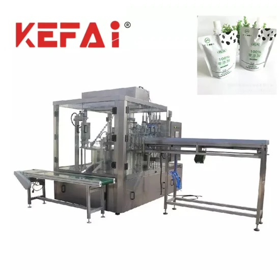 Kefai Automatic Rotary Juice Premade Standup Spout Pouch Filling Capping Packing Machine